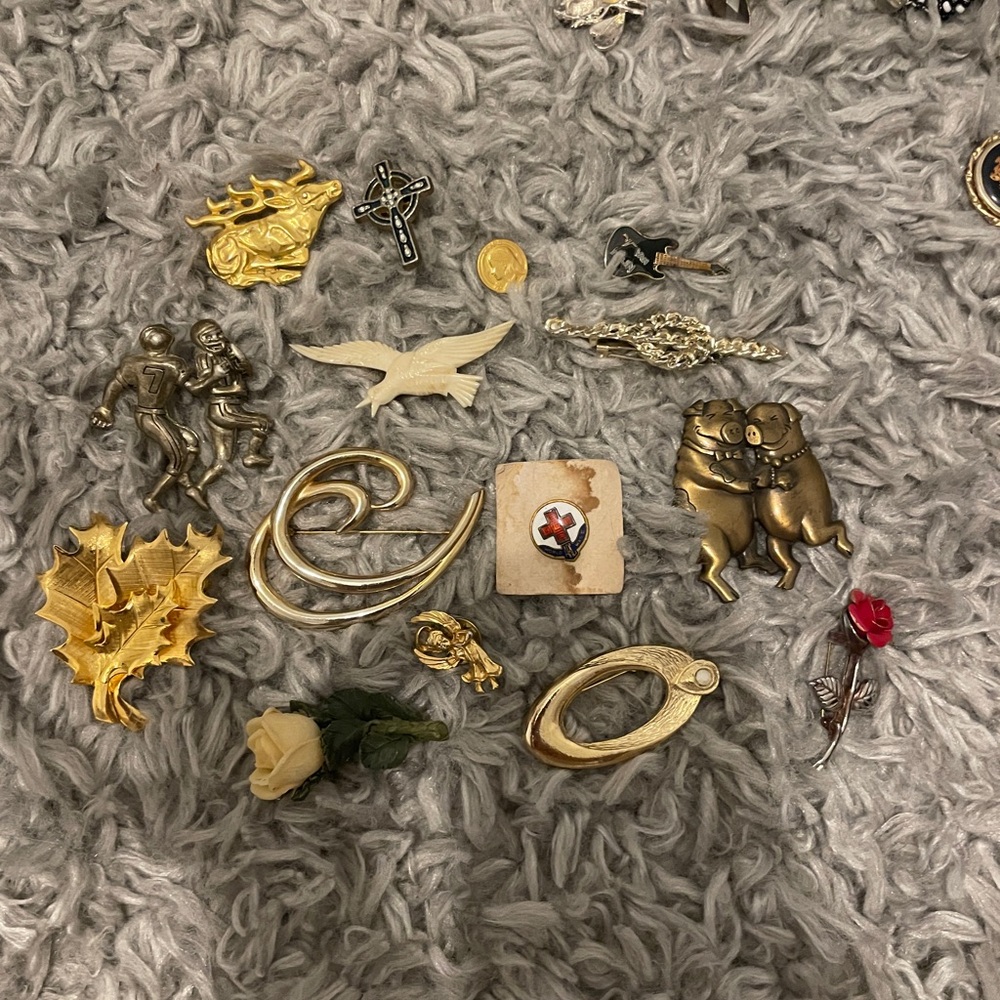 Gold and Silver Ornate Brooch Collection